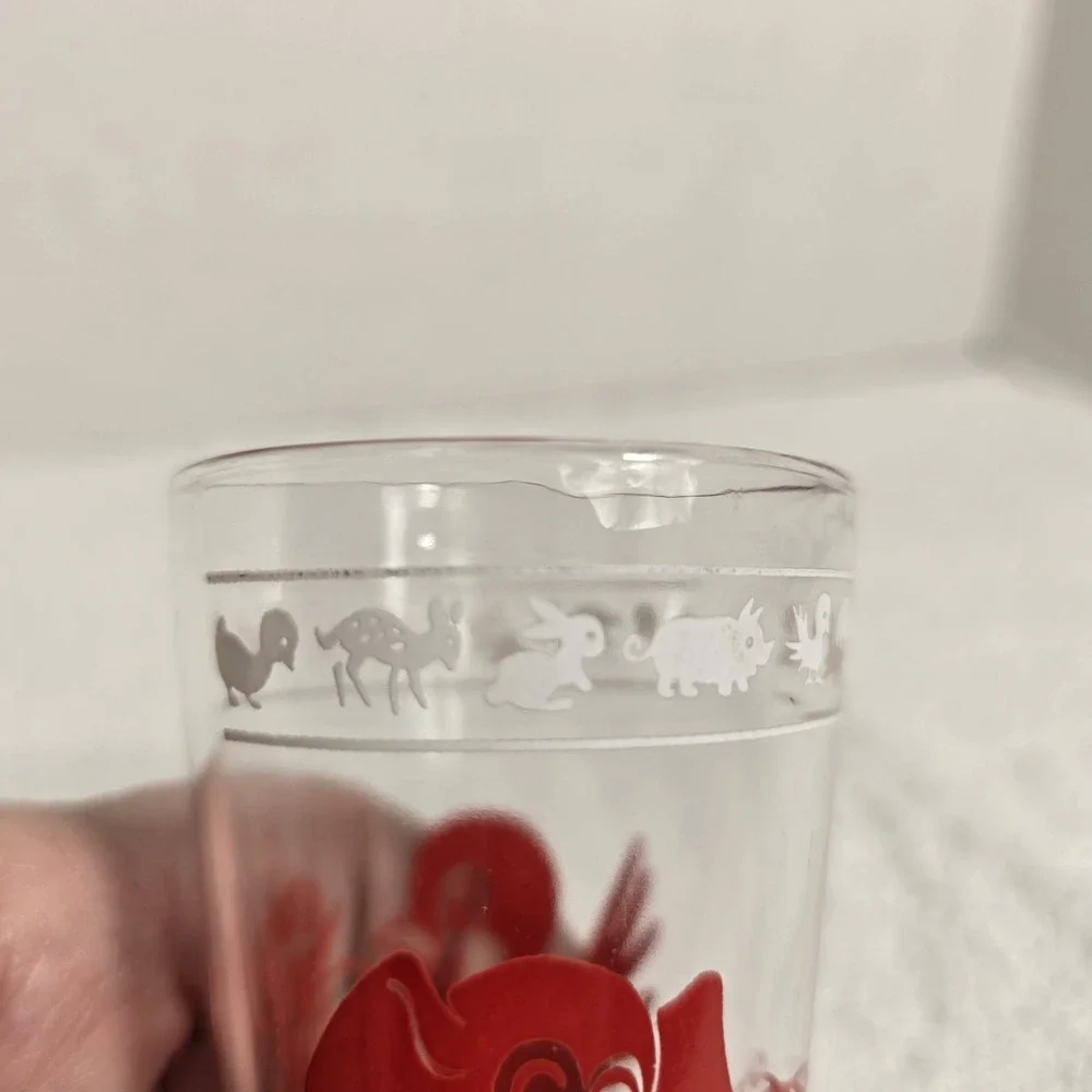 Vintage Kraft Kiddie Cups Childrens Swanky Swig Juice Glass Baby Bird & Elephant